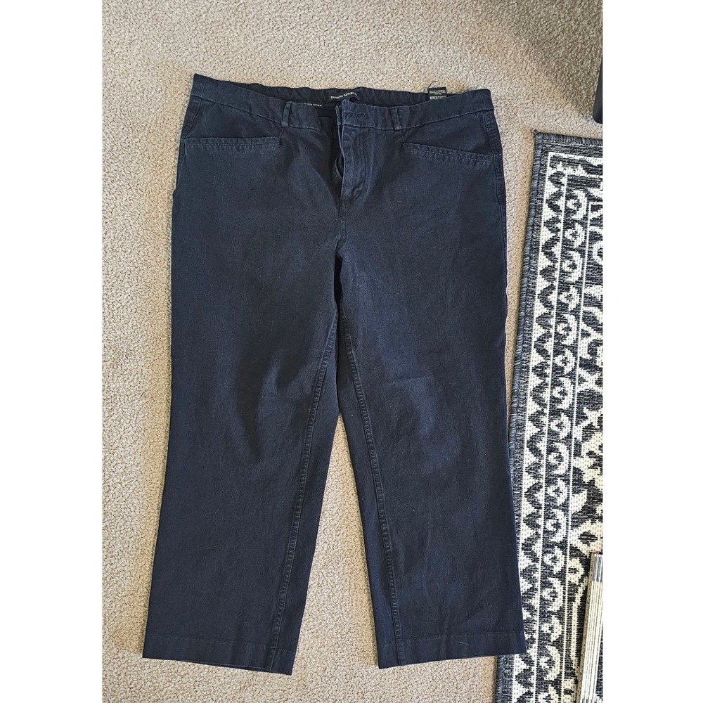 Banana Republic Black Wide‎ Leg Crop Pants Womens 16 Cotton Stretch Trousers